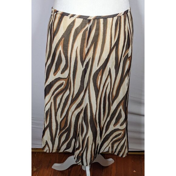 Vintage Le Suit Brown Zebra Stripe Midi Skirt - Picture 5 of 5